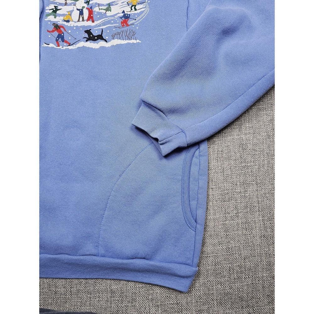 VINTAGE Orvis Sweatshirt Womens Large Blue Button Sweater USA Winter Scene - Picture 4 of 9